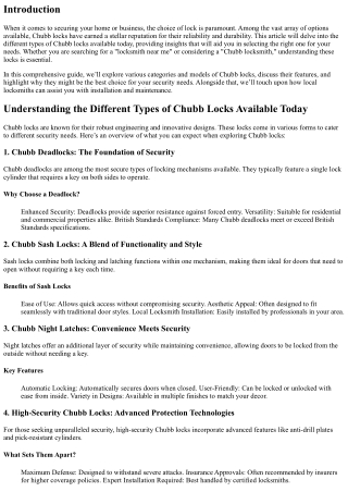 Understanding the Different Types of Chubb Locks Available Today