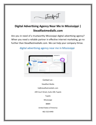 Digital Advertising Agency Near Me In Mississippi  Steadfastmediallc