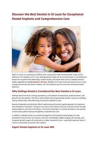 Discover the Best Dentist in St Louis for Exceptional Dental Implants and Comprehensive Care