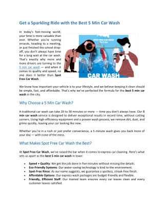 Get a Sparkling Ride with the Best 5 Min Car Wash