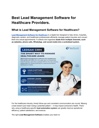 Best Lead Management Software for Healthcare Providers.