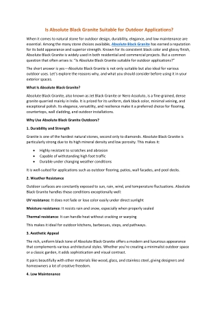 Is Absolute Black Granite Suitable for Outdoor Applications