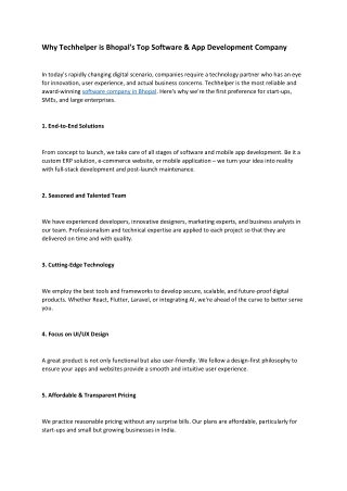 Why Techhelper is Bhopal