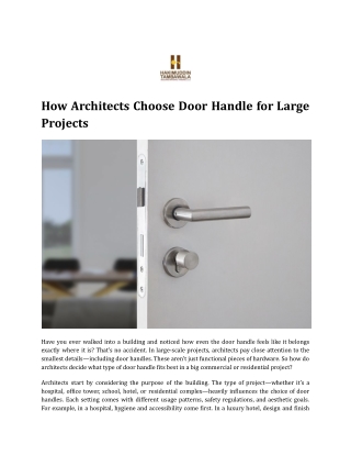 How Architects Choose Door Handles for Large Projects