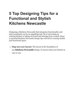 5 Top Kitchen Design Tips for a Functional & Stylish Space in Newcastle