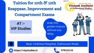 Tuition for 10th & 12th Reappear, Improvement and Compartment Exams