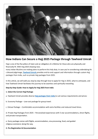 How Indians Can Secure a Hajj 2025 Package through Tawheed Umrah