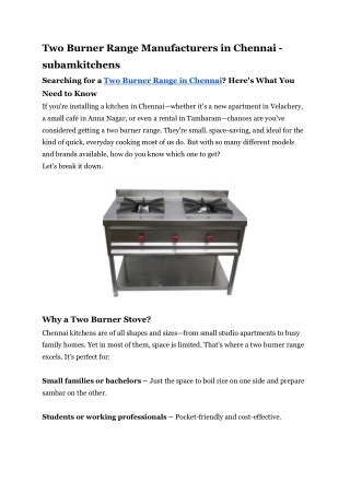 Two Burner Range in Chennai - subamkitchens (1)