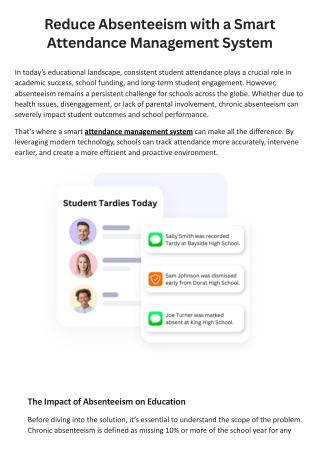 Reduce Absenteeism with a Smart Attendance Management System
