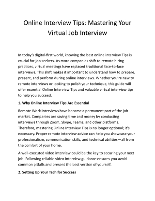 Online Interview Tips