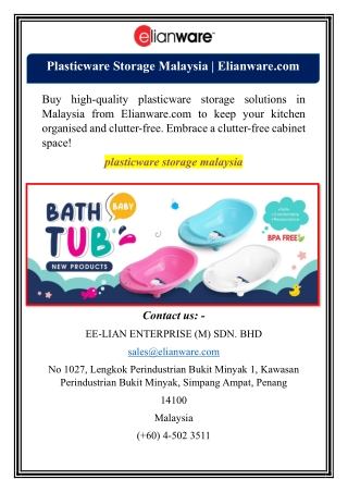 Plasticware Storage Malaysia | Elianware.com