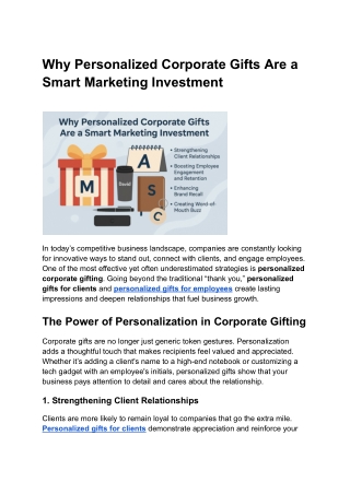 Why Personalized Corporate Gifts Are a Smart Marketing Investment