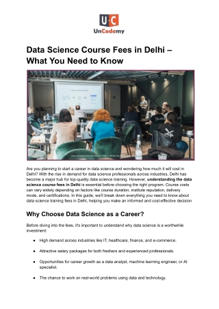 Data Science Course Fees in Delhi – What You Need to Know