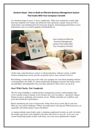 Zeeshan Hayat  - How to Build an Effective Business Management System That Scales With Your Company