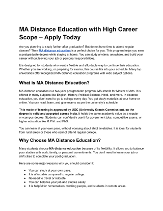 MA Distance Education