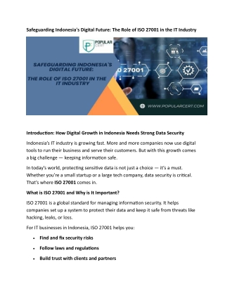 Safeguarding Digital Future ISO 27001 Indonesia