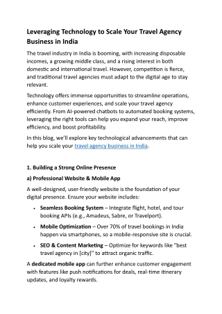 Leveraging Technology to Scale Your Travel Agency Business in India