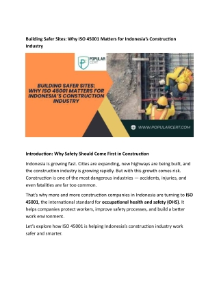 Building Safer Sites ISO 45001 in Indonesia