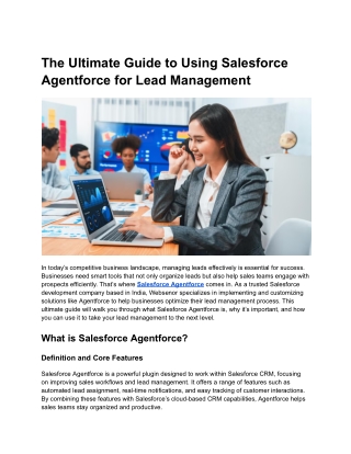 The Ultimate Guide to Using Salesforce Agentforce for Lead Management
