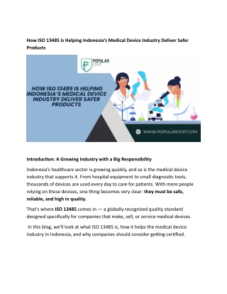 How ISO 13485 Is Helping Indonesia