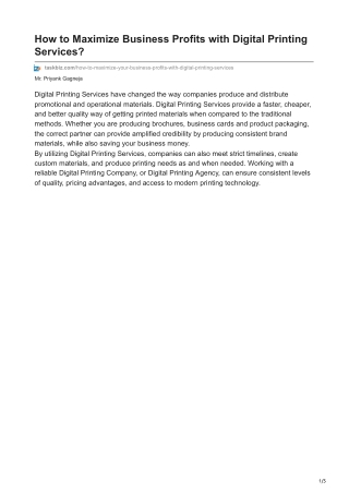 How to Maximize Your Business Profits with Digital Printing Services?