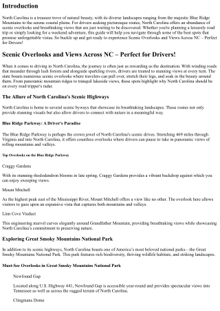 Scenic Overlooks and Views Across NC – Perfect for Drivers!