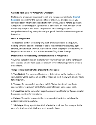 Guide to Hook Sizes for Amigurumi Crocheters