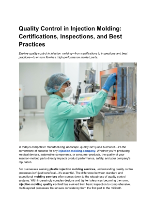 Quality Control in Injection Molding_ Certifications, Inspections, and Best Practices