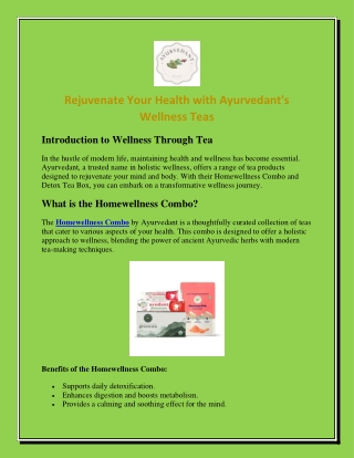 Rejuvenate Your Health with Ayurvedant's Wellness Teas