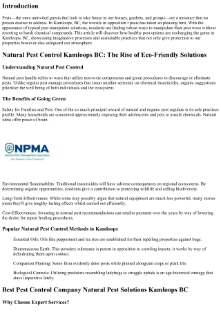 How Natural Pest Solutions Are Changing the Game in Kamloops, BC