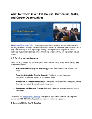 What to Expect in a B.Ed. Course