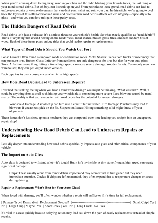 Understanding How Road Debris Can Lead to Unforeseen Repairs or Replacements