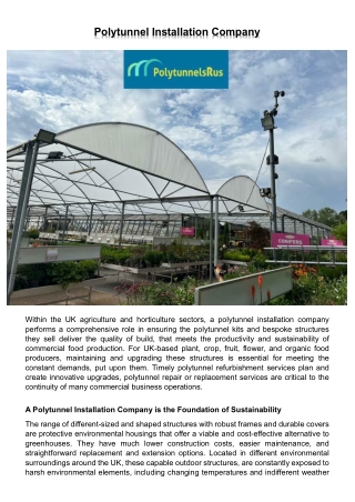 Polytunnel Installation Company