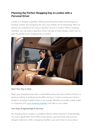 Planning the Perfect Shopping Day in London with a Personal Driver