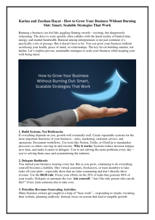 Karina and Zeeshan Hayat - How to Grow Your Business Without Burning Out - Smart, Scalable Strategies That Work