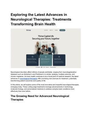 Exploring the Latest Advances in Neurological Therapies_ Treatments Transforming Brain Health