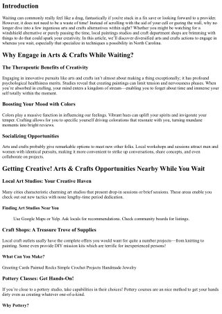 Getting Creative! Arts & Crafts Opportunities Nearby when You Wait