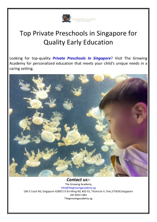 Top Private Preschools in Singapore for Quality Early Education