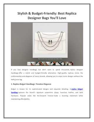 Stylish & Budget-Friendly  Best Replica Designer Bags You’ll Love