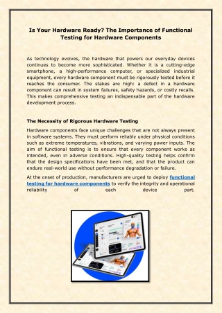 Is Your Hardware Ready? The Importance of Functional Testing for Hardware Compon