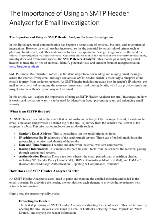 The Importance of Using an SMTP Header Analyzer for Email Investigation