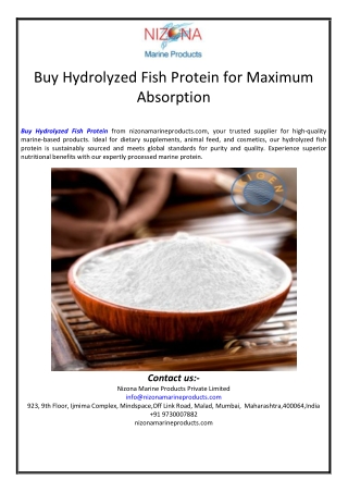 Buy Hydrolyzed Fish Protein for Maximum Absorption