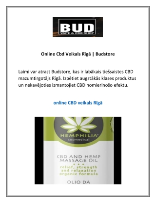 Online Cbd Veikals Rīgā  Budstore