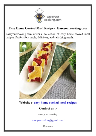 Easy Home Cooked Meal Recipes   Easeyourcooking.com