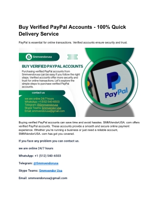 Buy Verified PayPal Accounts - 100% Quick Delivery Service (1)