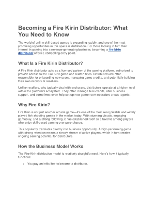 fire kirin distributor