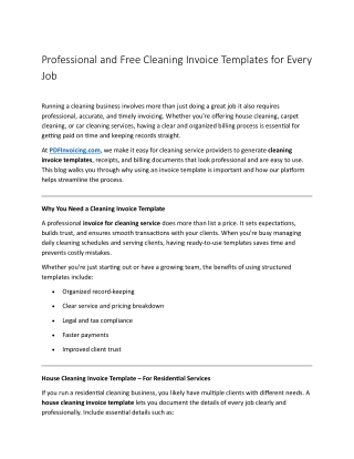 Professional and Free Cleaning Invoice Templates for Every Job