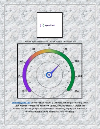 Internet Speed Test Online – Quick Results  Netspeed.net