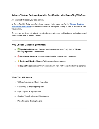 Master the Tableau Desktop Specialist Certification with DanceSingWithData
