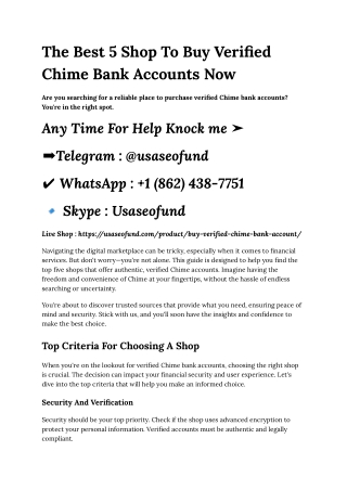 The Best 5 Shop To Buy Verified Chime Bank Accounts Now